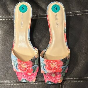 Nine West Floral Sandals - Blue and Pink 8